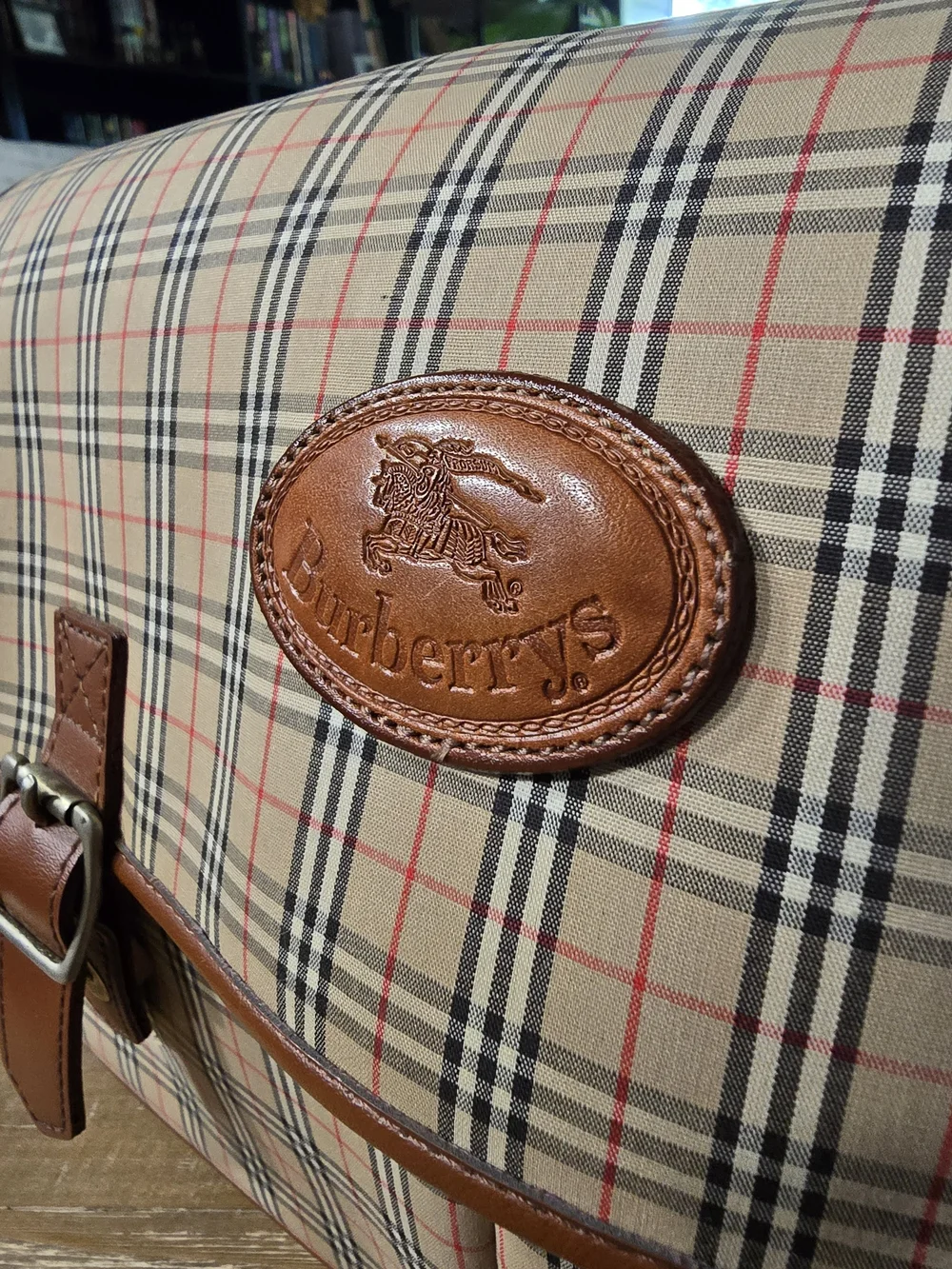 Vintage Burberry Nova Check Messenger Shoulder Bag with COA